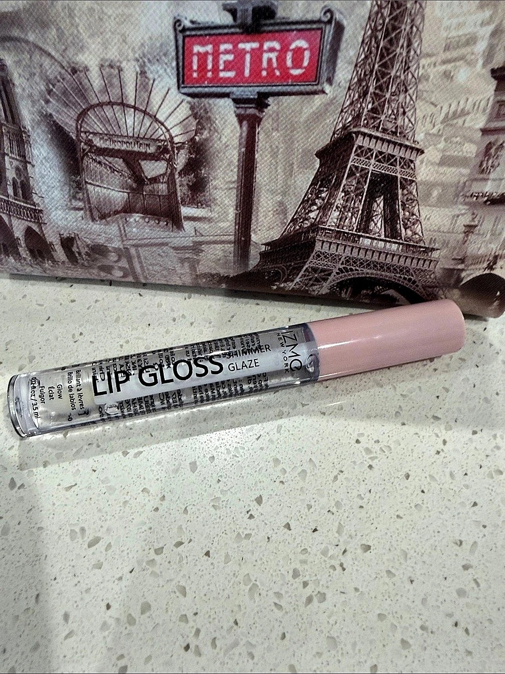 Paris Cosmetic Bag in Pink & Black NWT Lip Gloss - Picture 2 of 4